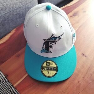 Florida Marlins 59FIFTY White/Teal 1997 World Series Cooperstown Collection